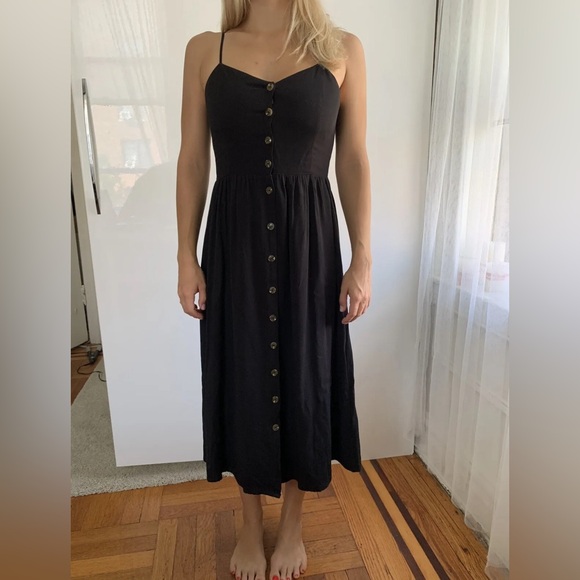 Black button through midi dress - Picture 5 of 14